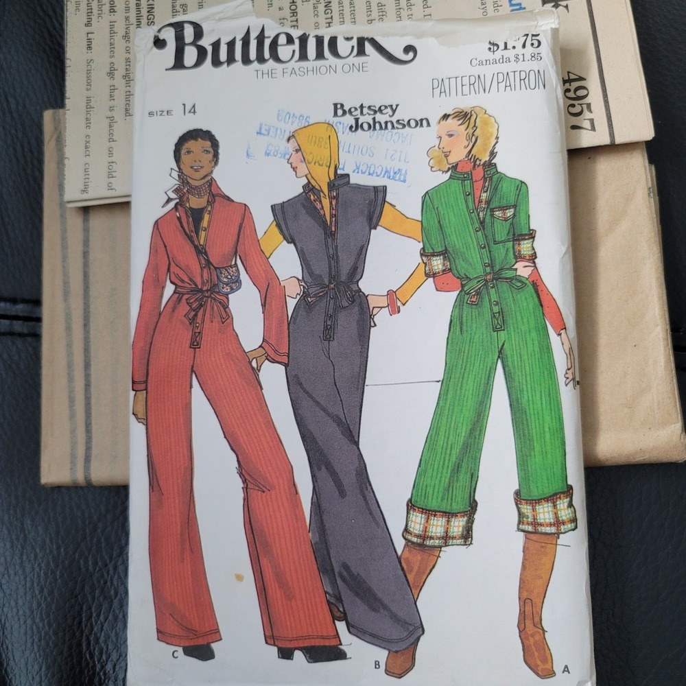 Vintage Betsey Johnson Butterick 4957 Jumpsuit Sewing Pattern Size 14 Uncut